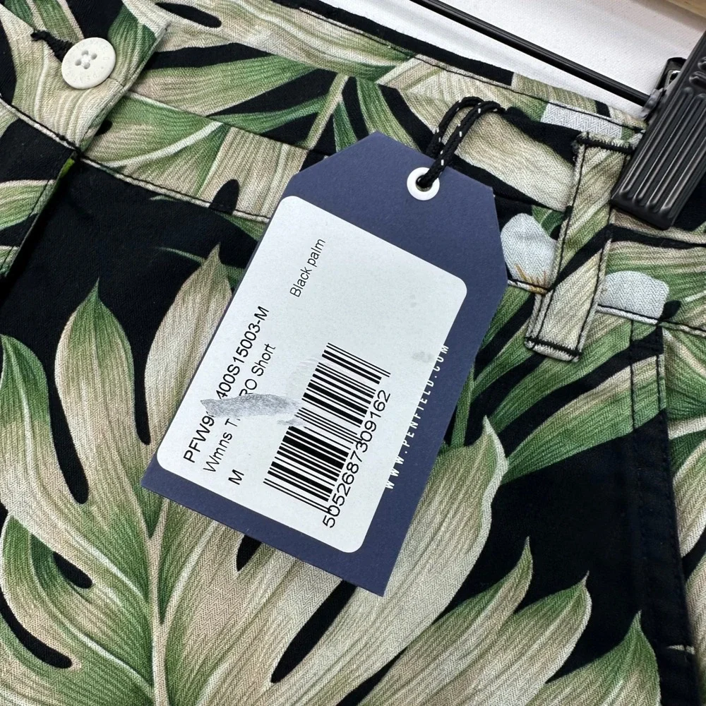 Penfield Truro‎ Shorts Womens M Black Palm Tropical Resort Coastal Summer NWT